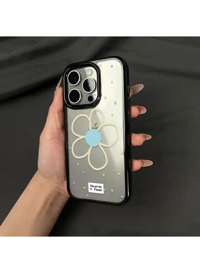 Floral Acrylic Transparent Phone Case with Black Edge Compatible for iPhone 12 Pro Max - Image 4